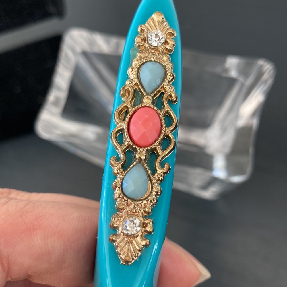 Angular Teal Bangle - Picture 6 of 7